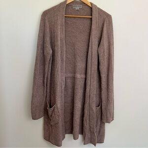 Barefoot Dreams Cardigan Long Cozychic Lite Sweater Taupe Knit Cardi Lounge L